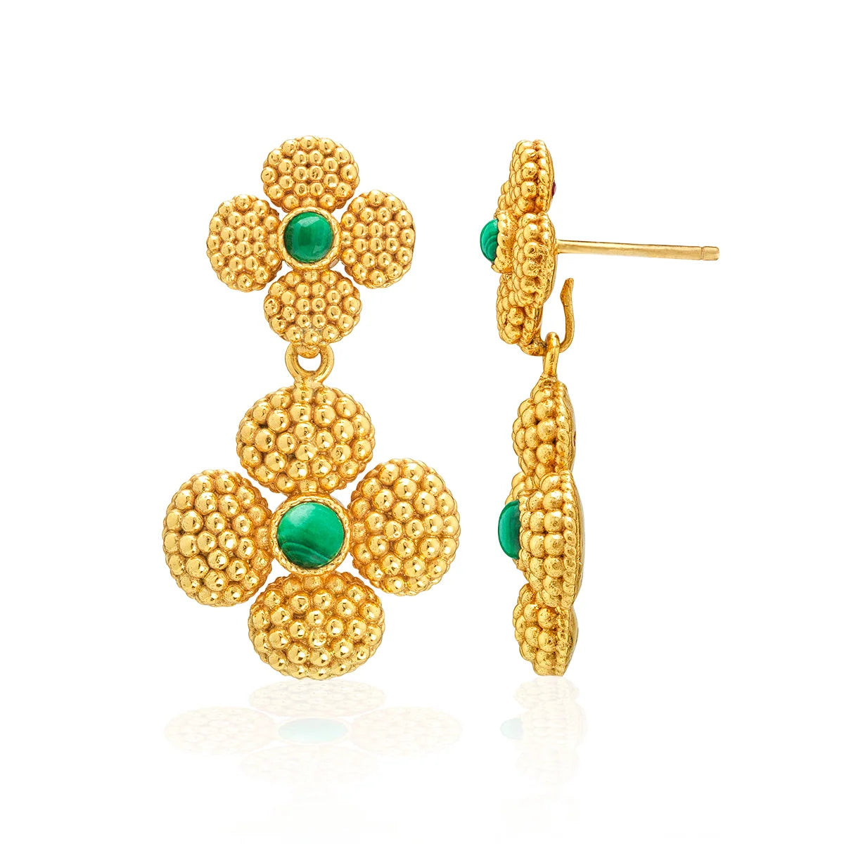 Capucine de Wulf Clover Convertible Duo Earrings - Malachite