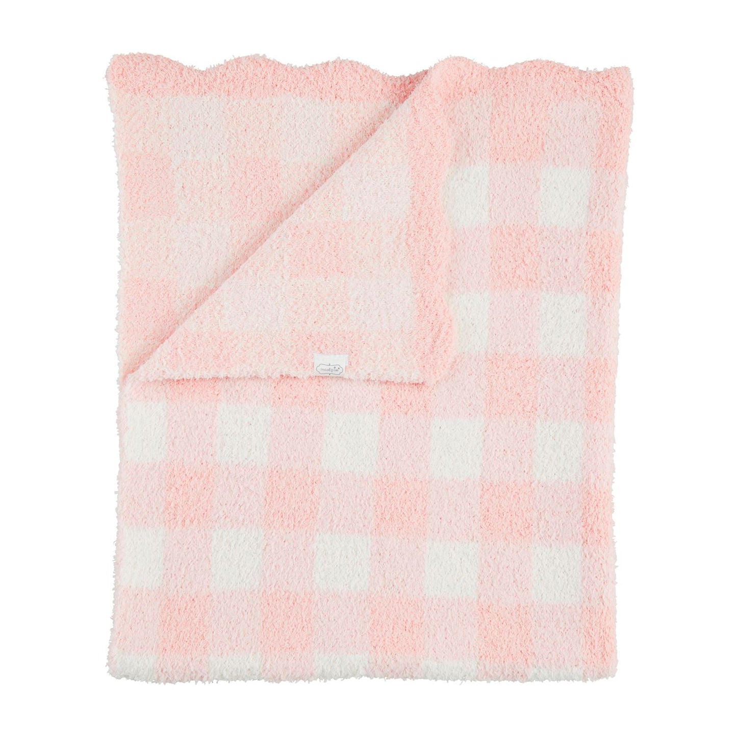The Porch Mud Pie Pink Gingham Chenille Blanket