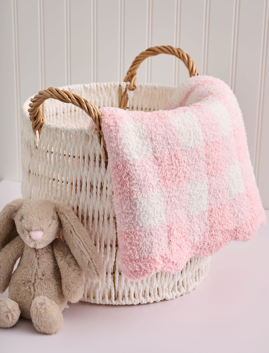 The Porch Mud Pie Pink Gingham Chenille Blanket
