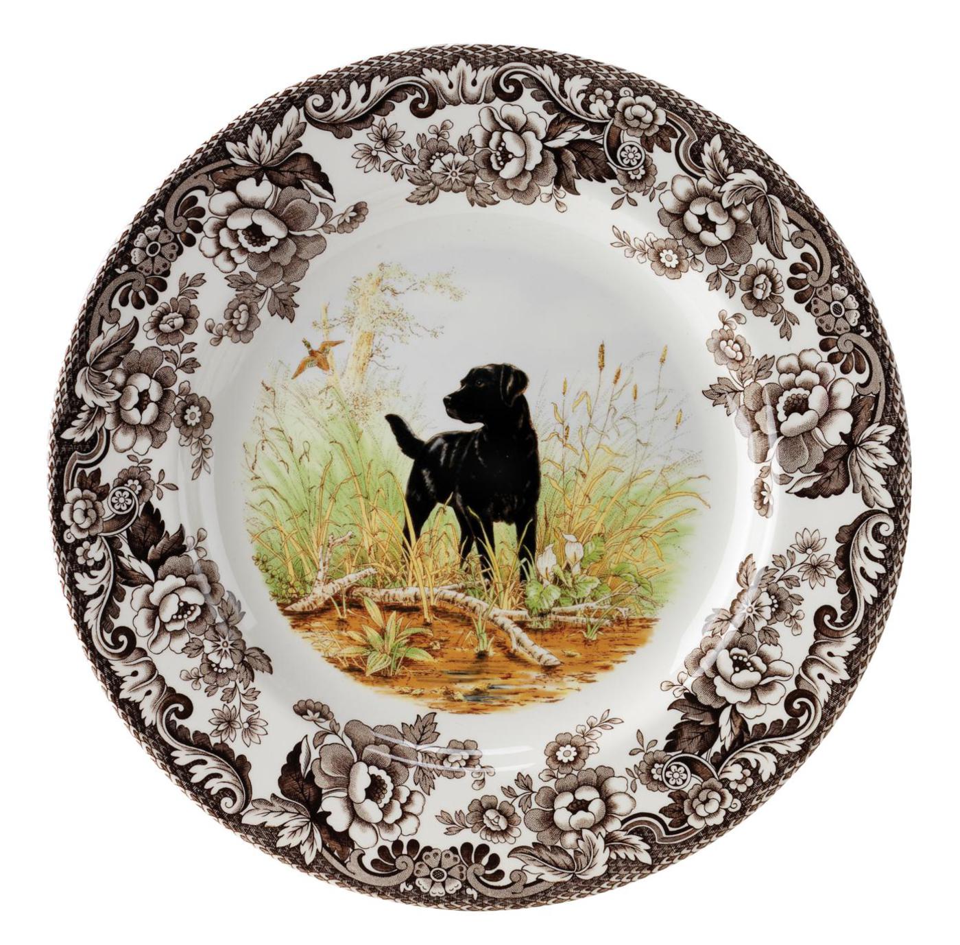 Spode Woodland Salad Plate 8 Inch, Black Labrador Retriever