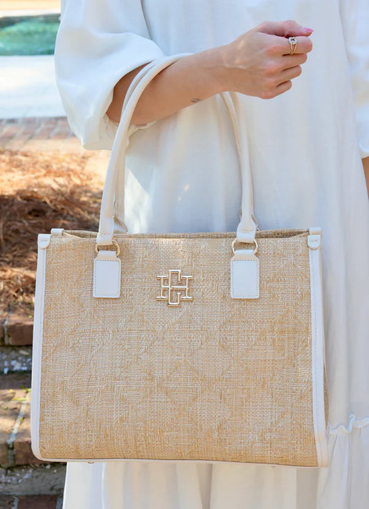 Caroline Hill Hailey Tote Natural Lattice Cream