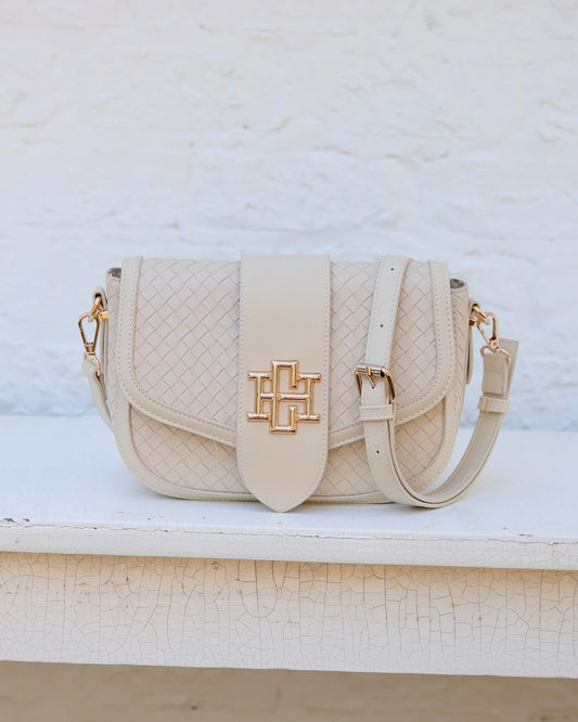 Caroline Hill Griffin Woven Almond Crossbody Bag