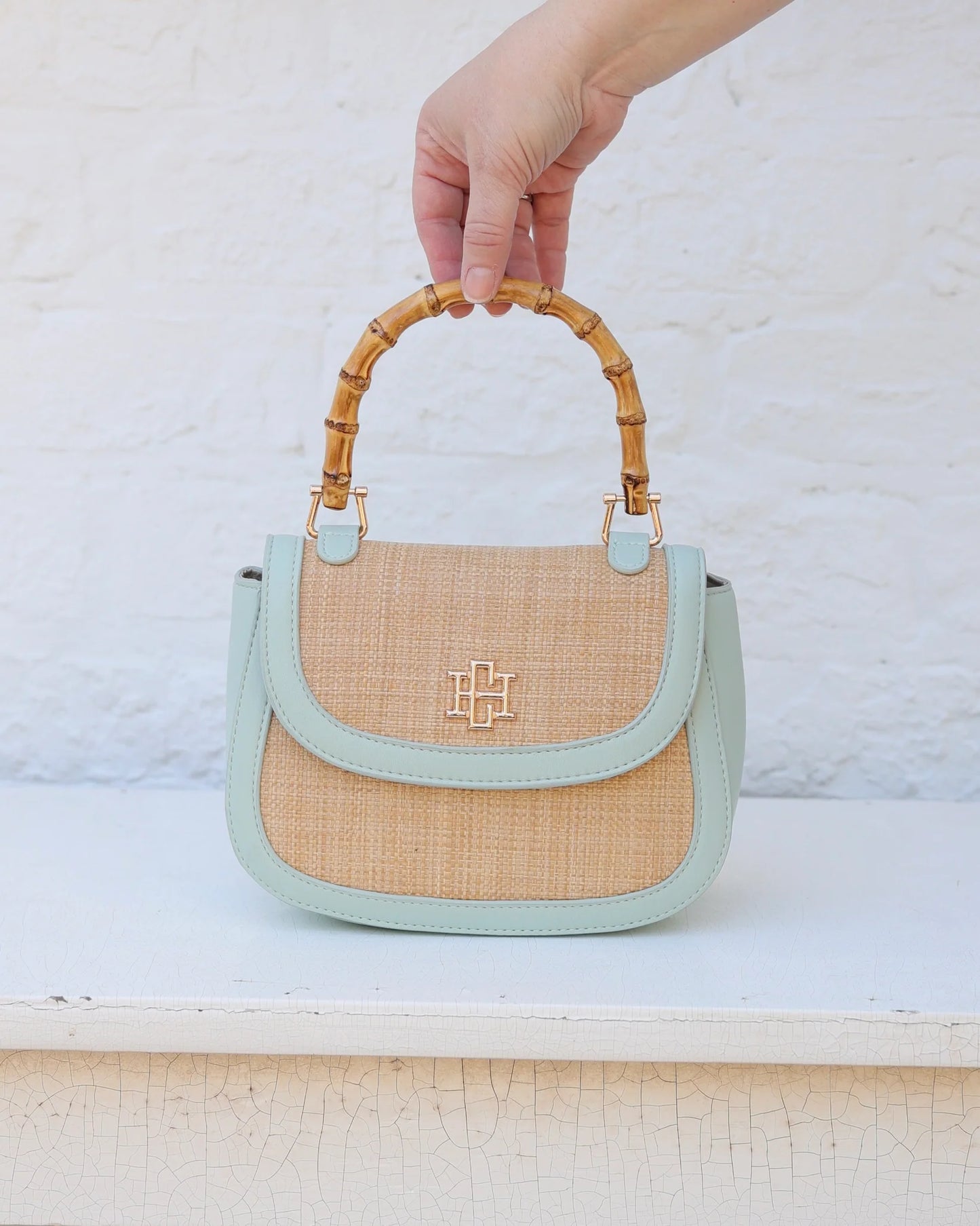 Caroline Hill Jessica Natural Mint Handbag