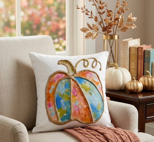 The Porch GA Watercolor Pumpkin Pillow