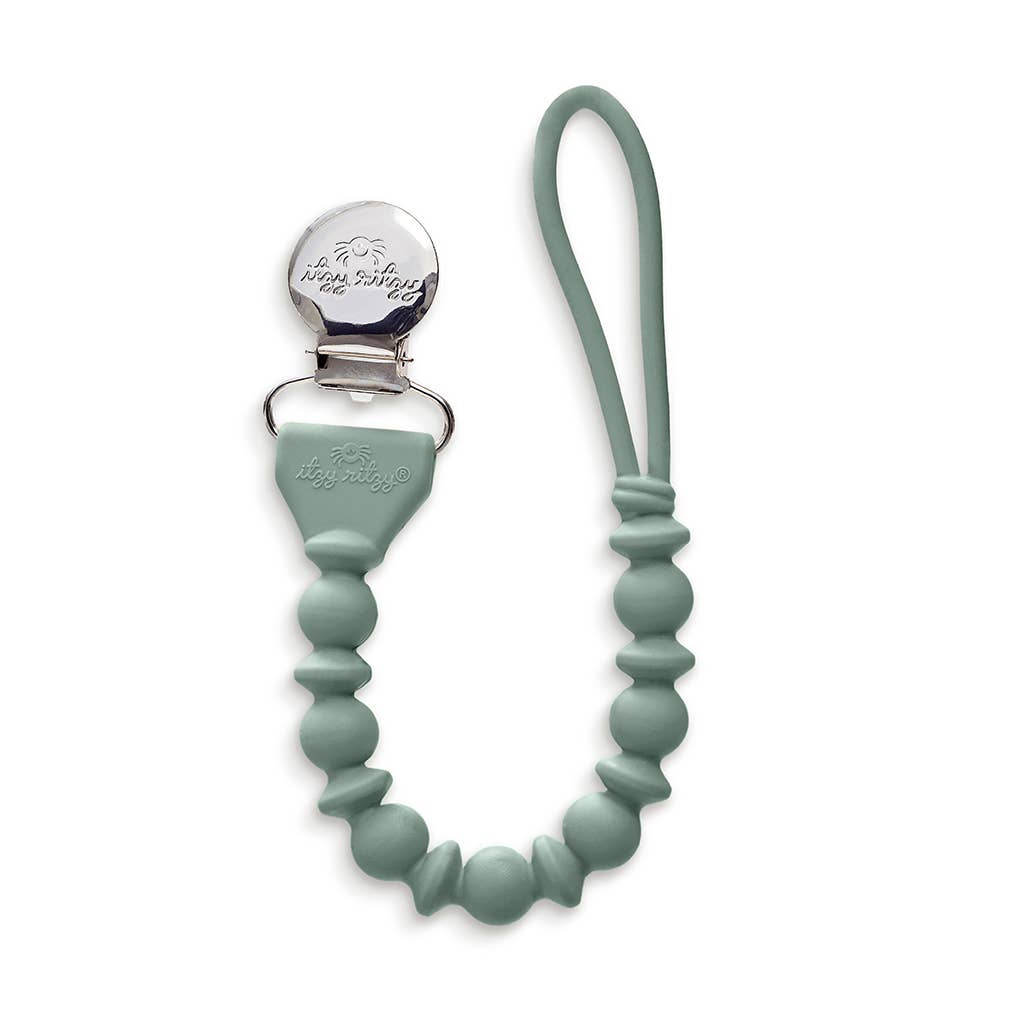 The Porch Sweetie Strap™ Silicone One-Piece Pacifier Clips: Blue Beaded