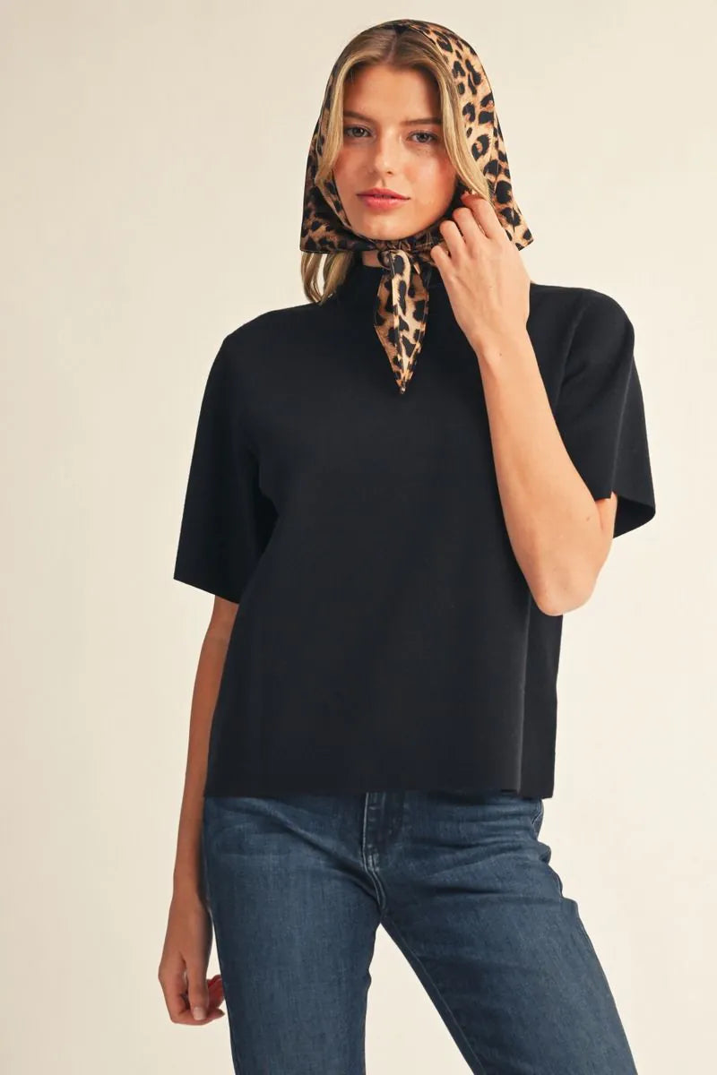 Fierce & Fabulous Short Sleeve Top with Scarf