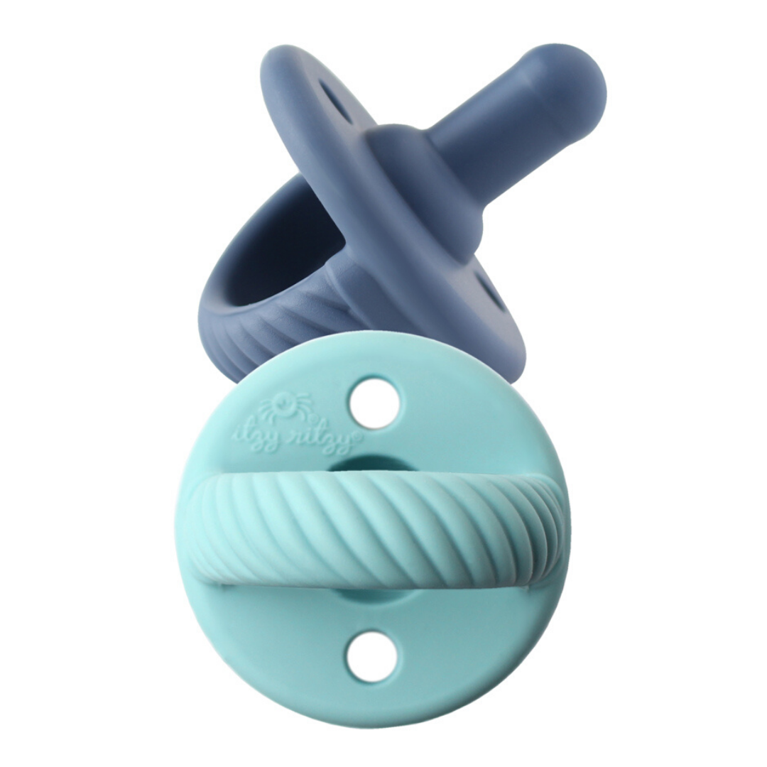 The Porch Sweetie Soother™ Pacifier Sets (2-pack): Robin's Egg Blue + Navy Cables