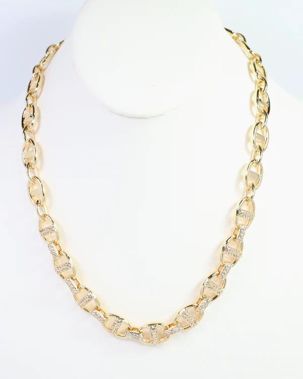 Caroline Hill Norwich Pave Chain Necklace Gold