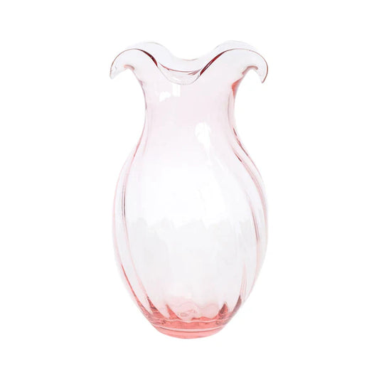 Vietri Hibiscus Glass Vertical Fluted Small Vase