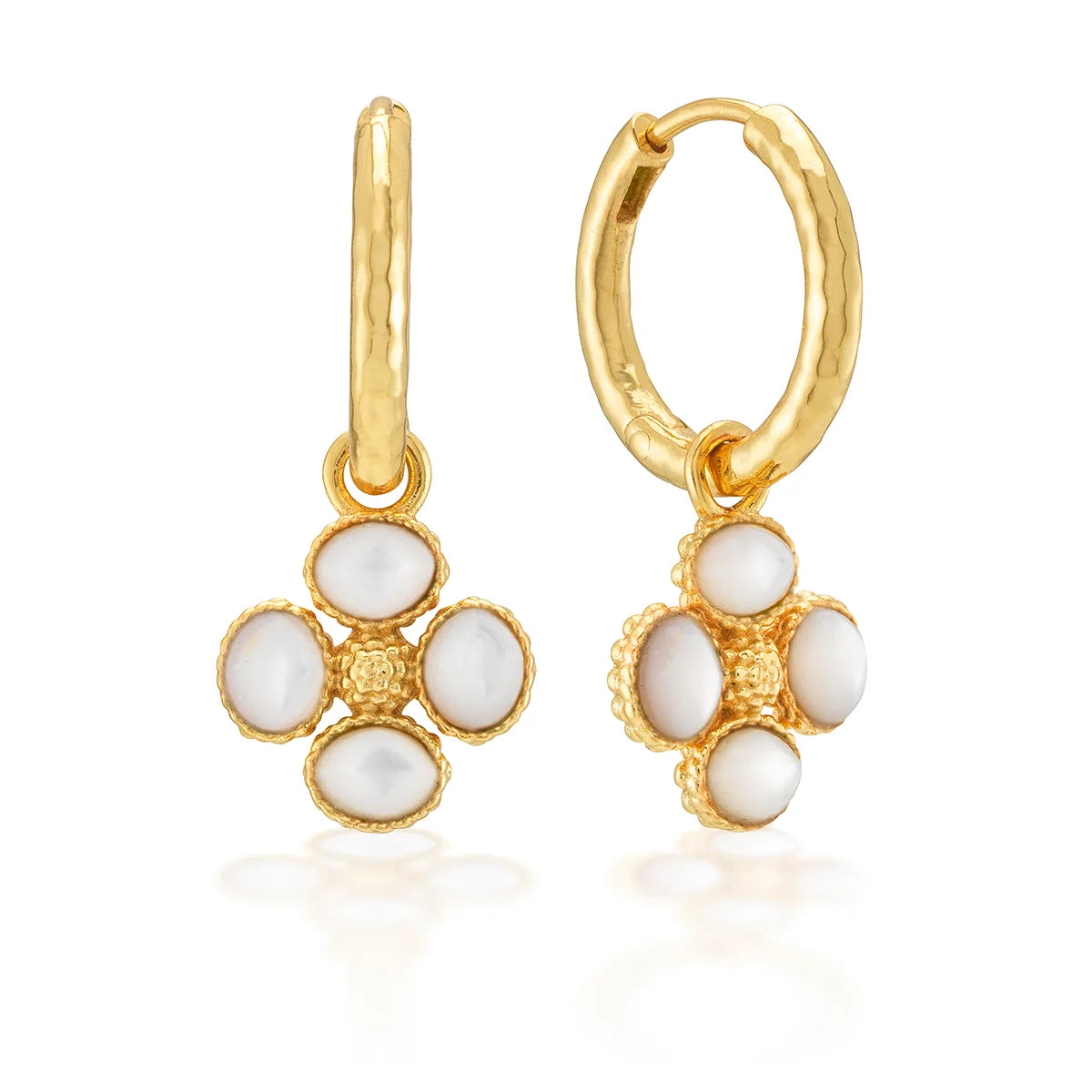Capucin De Wulf Clover Hoop Earrings with Double Sided Charm - MOP