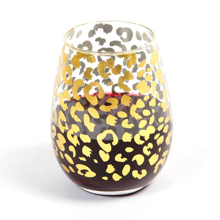 8 Oak Lane Gold Leopard Stemless Wine