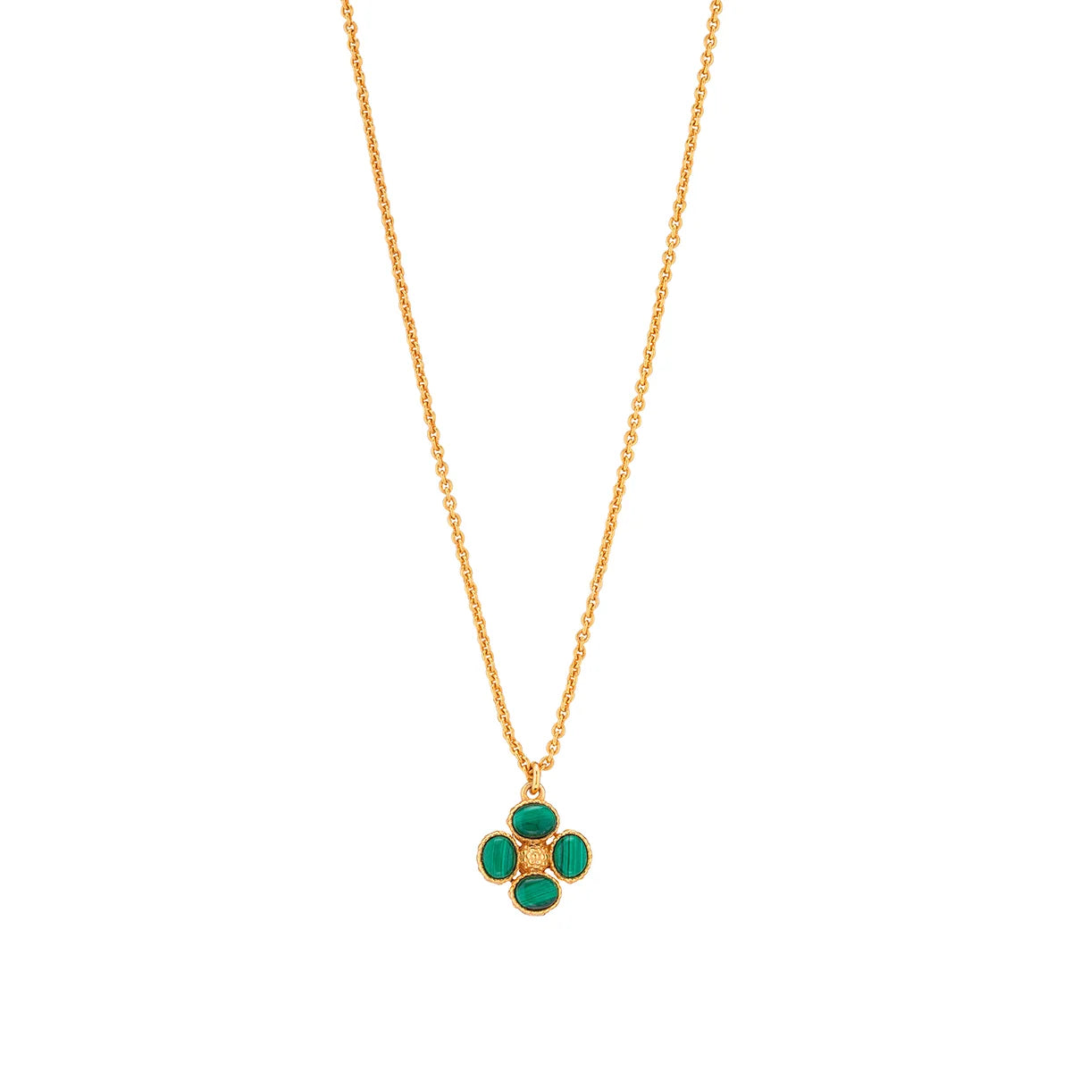 Capucine De Wulf Berry Clover Double Sided Charm Necklace, 16"+2" - Malachite