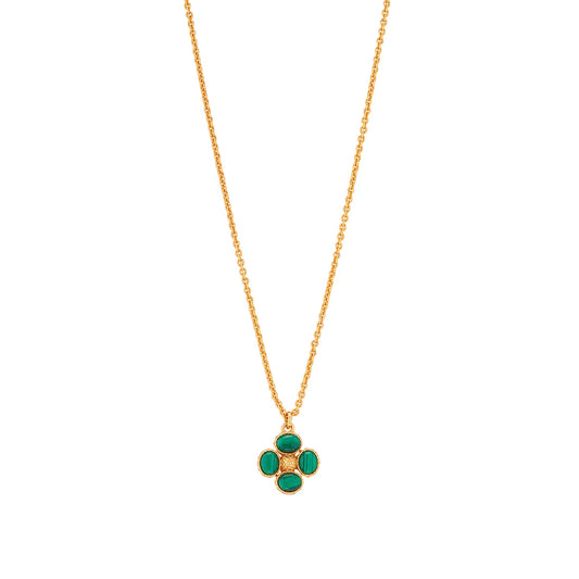 Capucine De Wulf Berry Clover Double Sided Charm Necklace, 16"+2" - Malachite