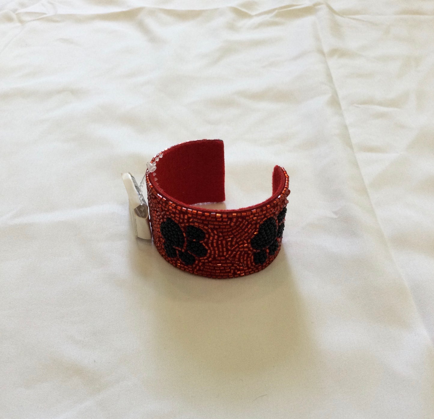 Caroline Hill Red Paw Print Cuff Bracelet