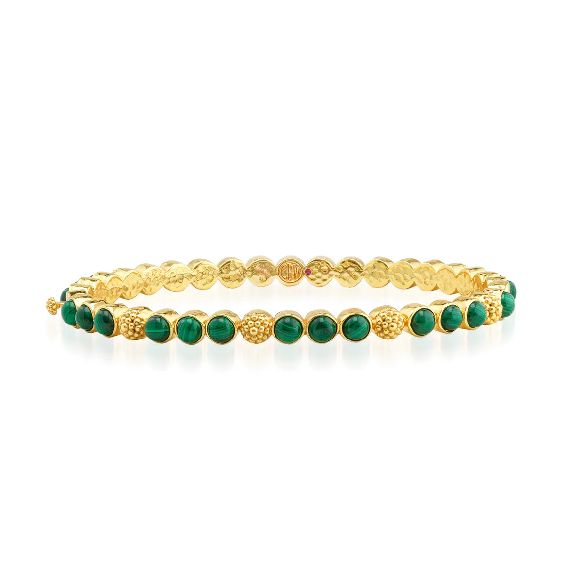 Capucine De Wulf Berry Gem Petite Hinged Bangle- Malachite