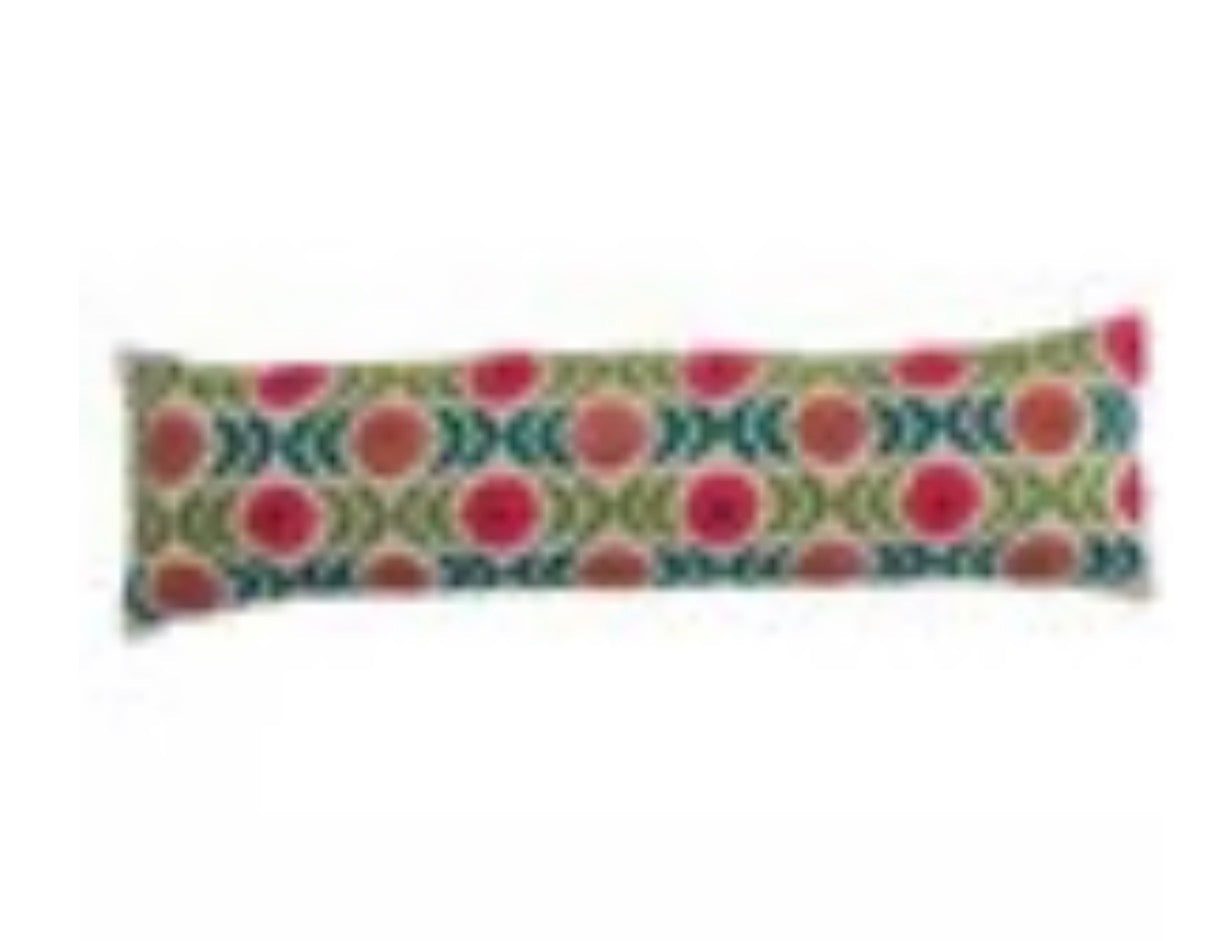 The Porch Hazel Mazel Cotton Embroidered Lumbar Pillow