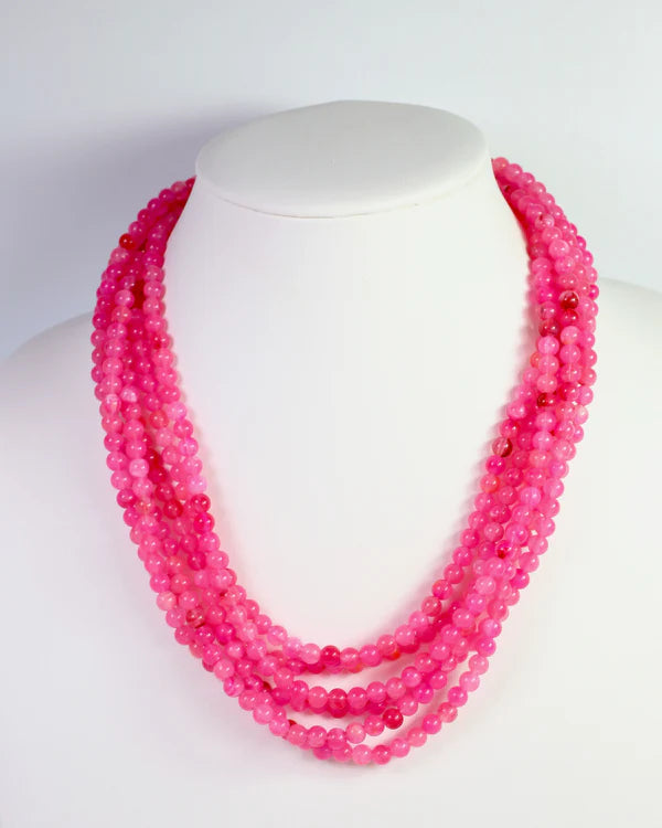Caroline Hill Brookline Layered Beaded Necklace - Fuchsia