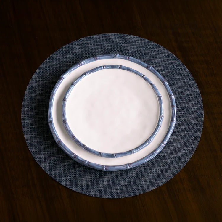 Beatriz Ball VIDA Bamboo 9" Salad Plate Set of 4 (White and Blue)