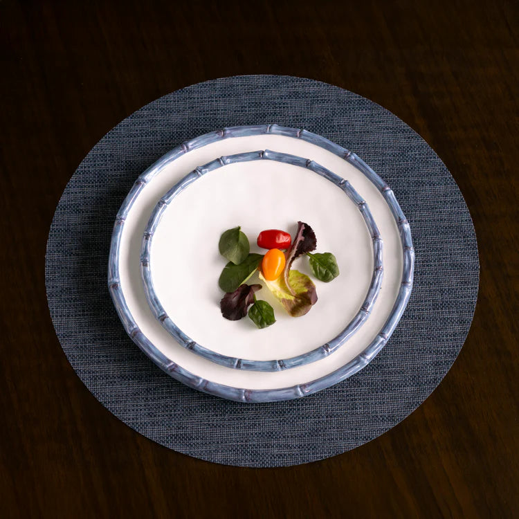 Beatriz Ball VIDA Bamboo 9" Salad Plate Set of 4 (White and Blue)