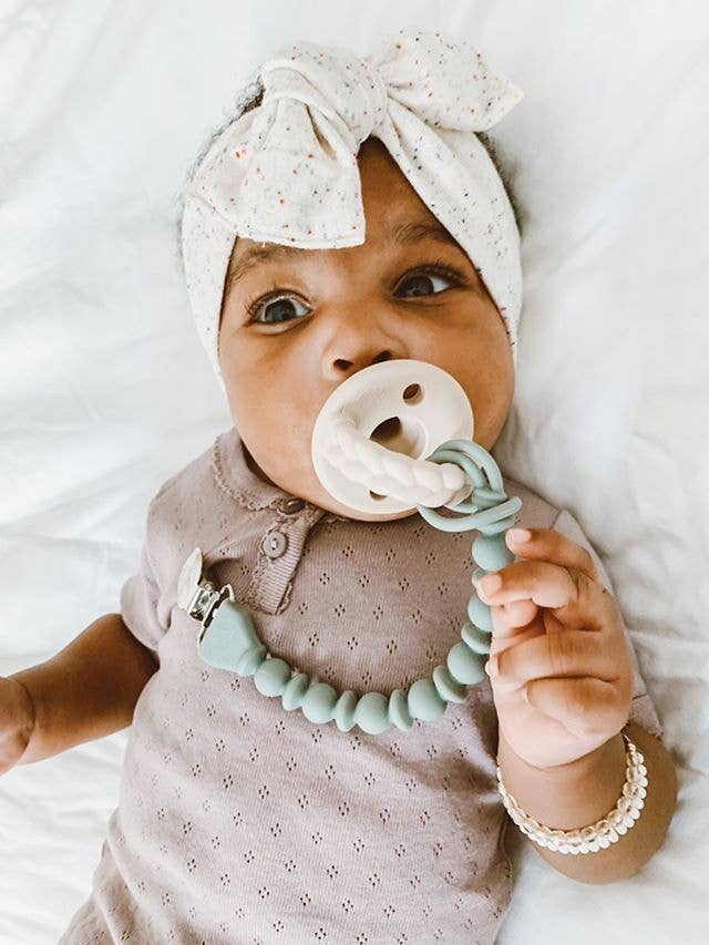 The Porch Sweetie Strap™ Silicone One-Piece Pacifier Clips: Blue Beaded
