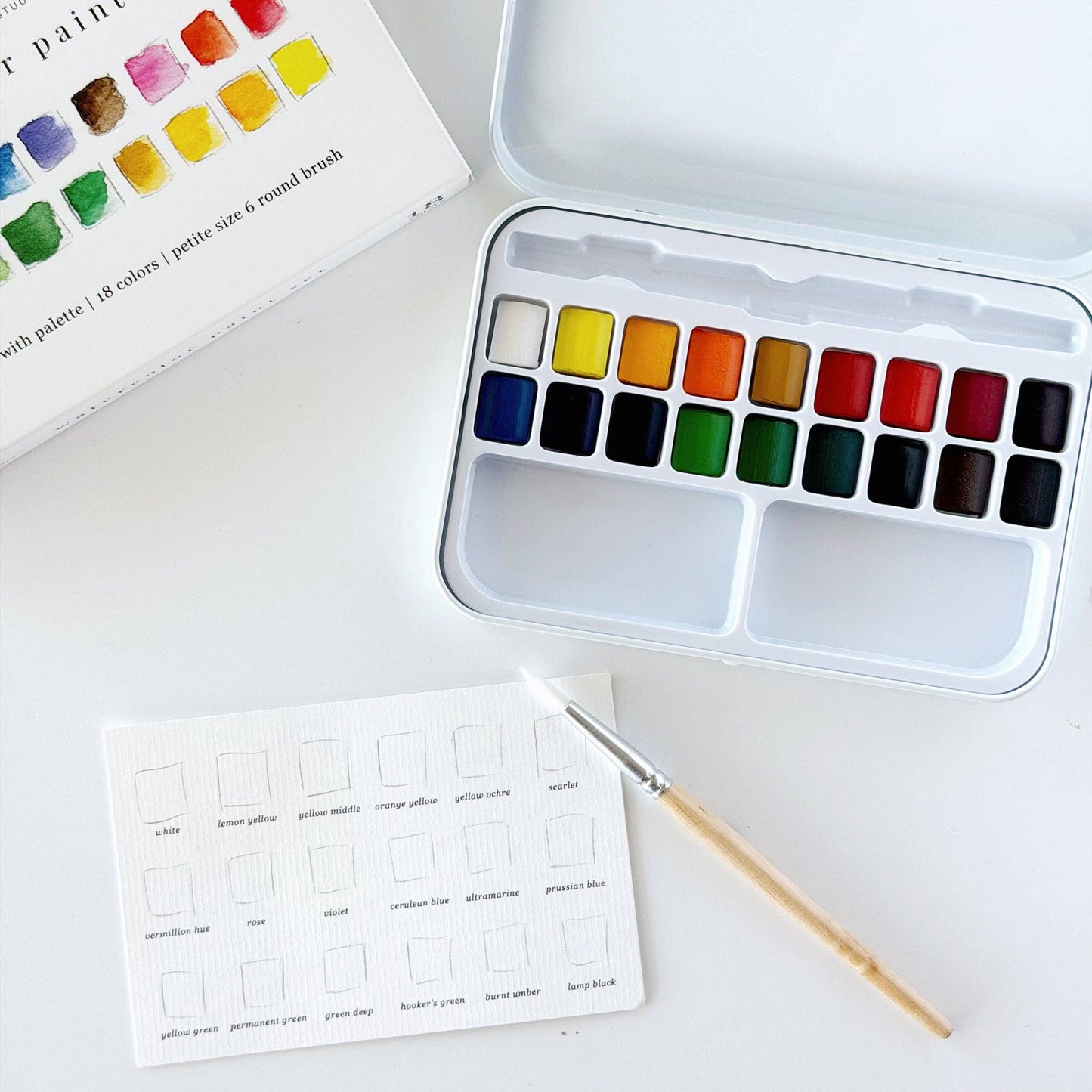 The Porch Watercolor paint set 18 colors with brush