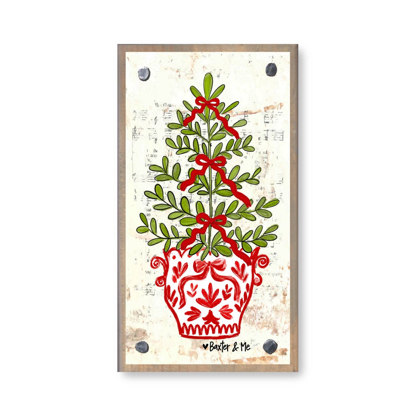 The Porch Baxter and Me Red White Tree with Bows Happy Block
