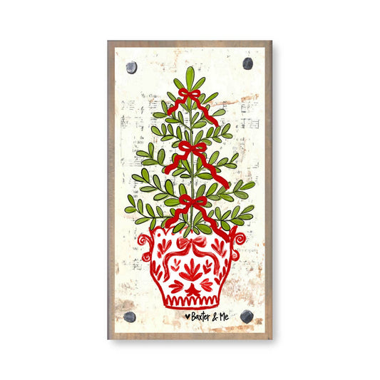The Porch Baxter and Me Red White Tree with Bows Happy Block