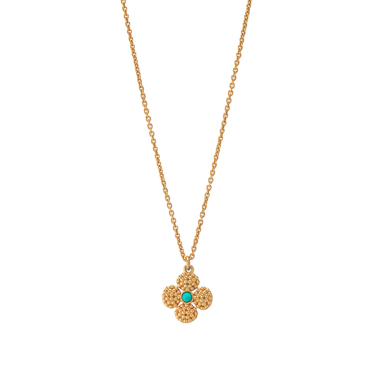 Capucine De Wulf Clover Double Sided Charm Necklace, 16"+2" - Turquoise