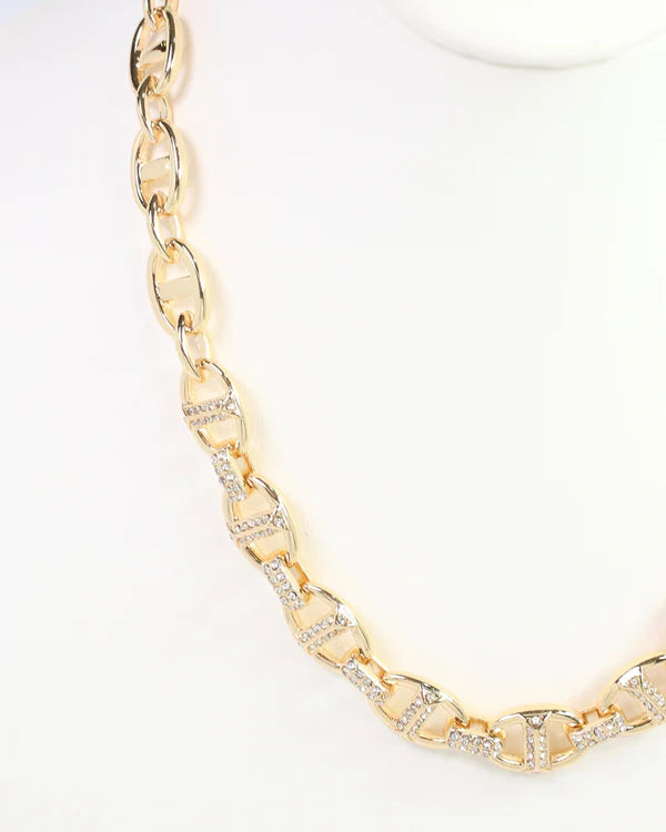 Caroline Hill Norwich Pave Chain Necklace Gold