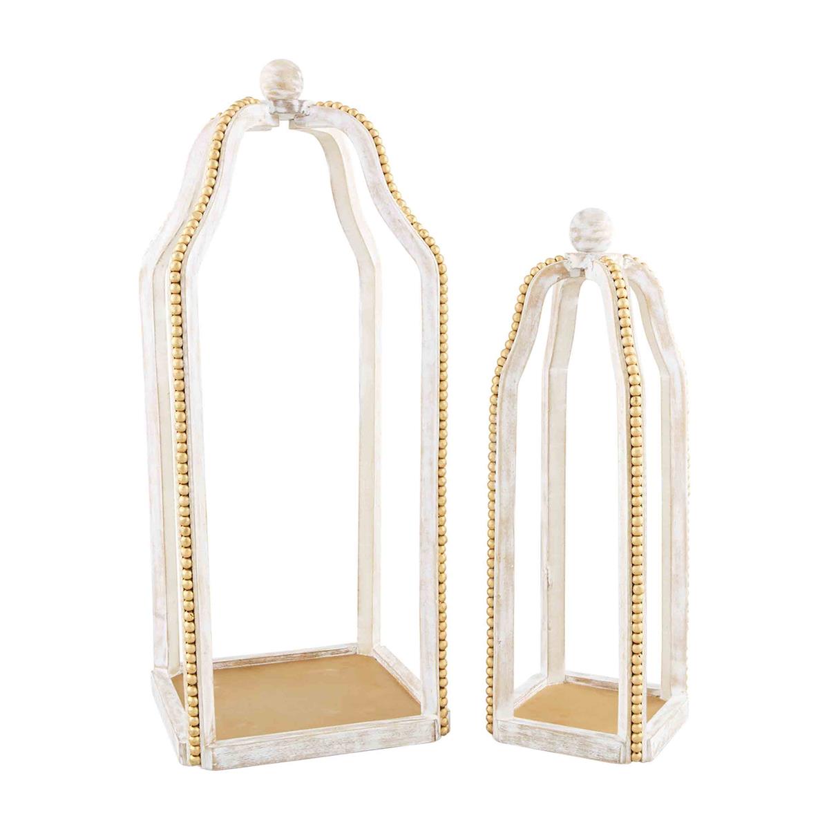 The Porch Mud Pie Gold Beaded Lantern Set