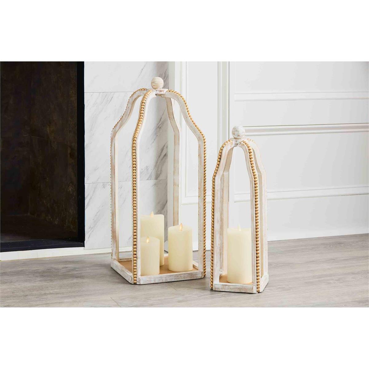 The Porch Mud Pie Gold Beaded Lantern Set