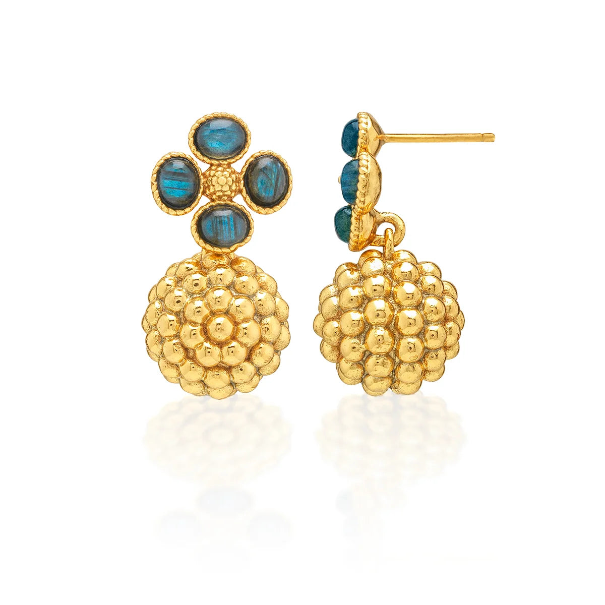 Capucine De Wulf Berry Clover Drop Earrings - Blue Labradorite