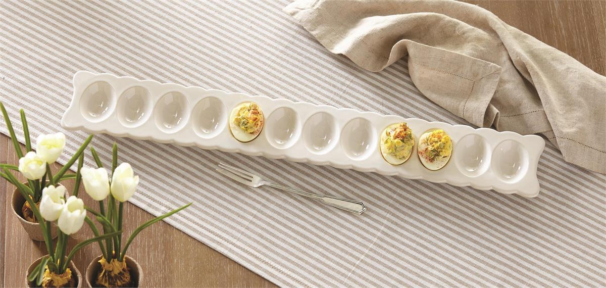 The Porch Mud Pie Deviled Egg Tray and Fork Set