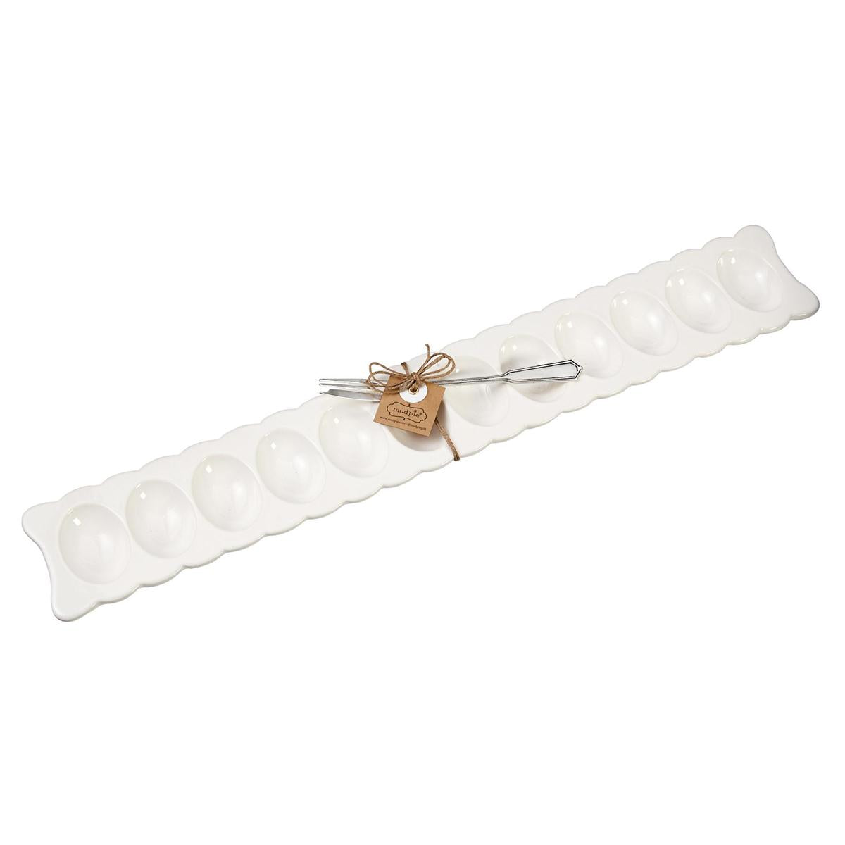 The Porch Mud Pie Deviled Egg Tray and Fork Set