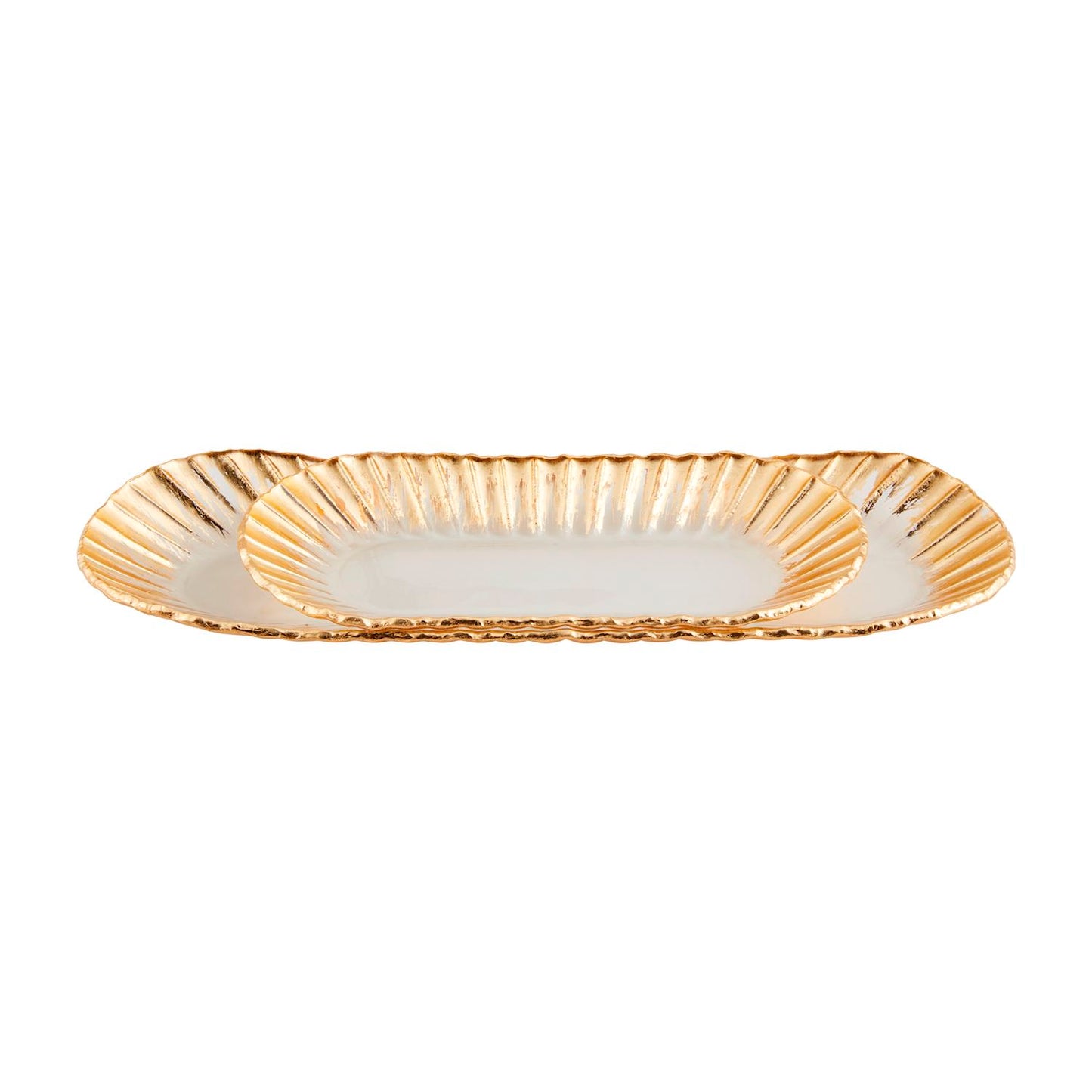 The Porch Mud Pie Gold Edge Ruffle Tray Set