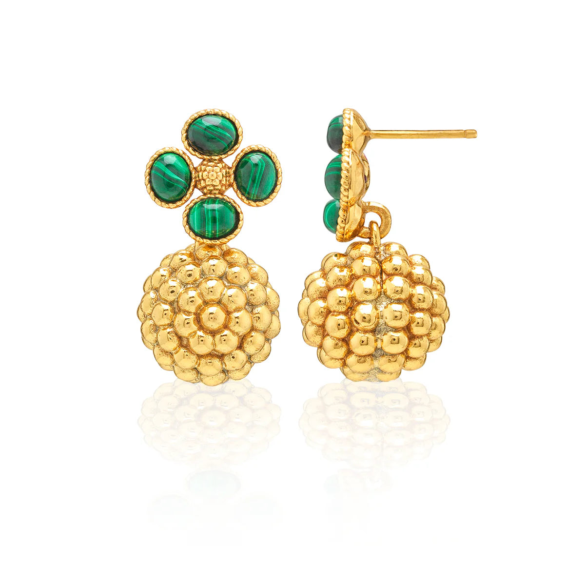 Capucine De Wulf Berry Clover Drop Earrings- Malachite
