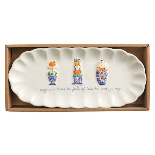 The Porch Mud Pie Scalloped Pumpkin Topiary Tray