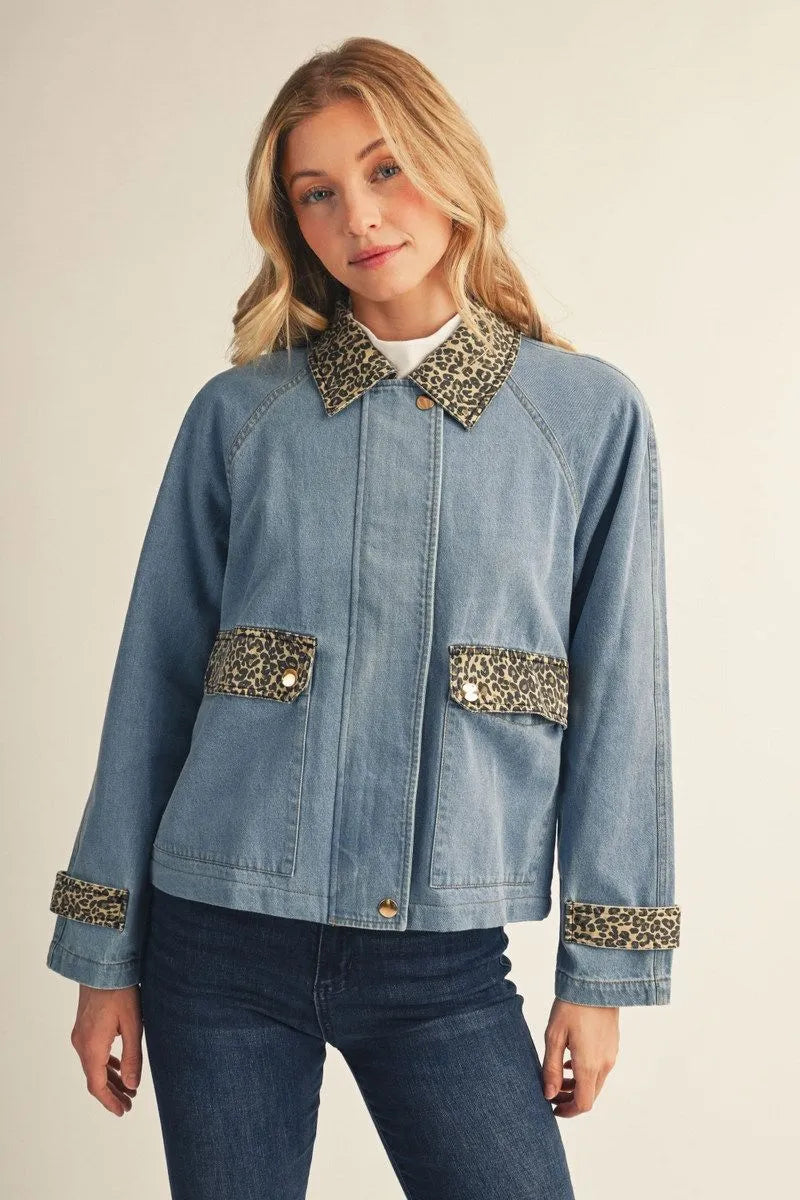 Leopard Chic Denim Jacket
