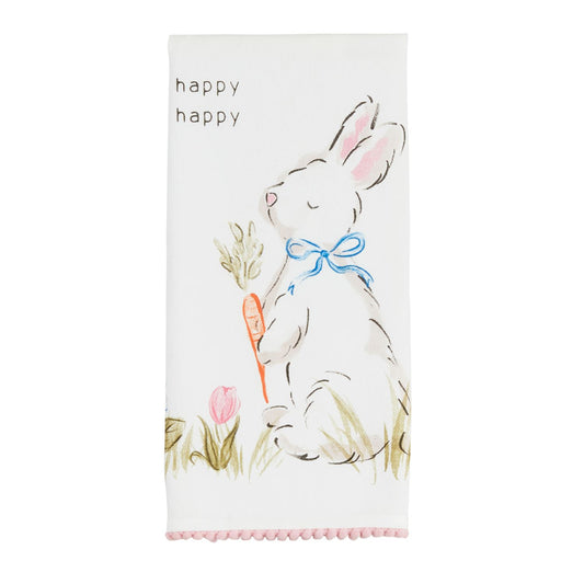 The Porch Mud Pie Happy Happy Bunny Tea Towel
