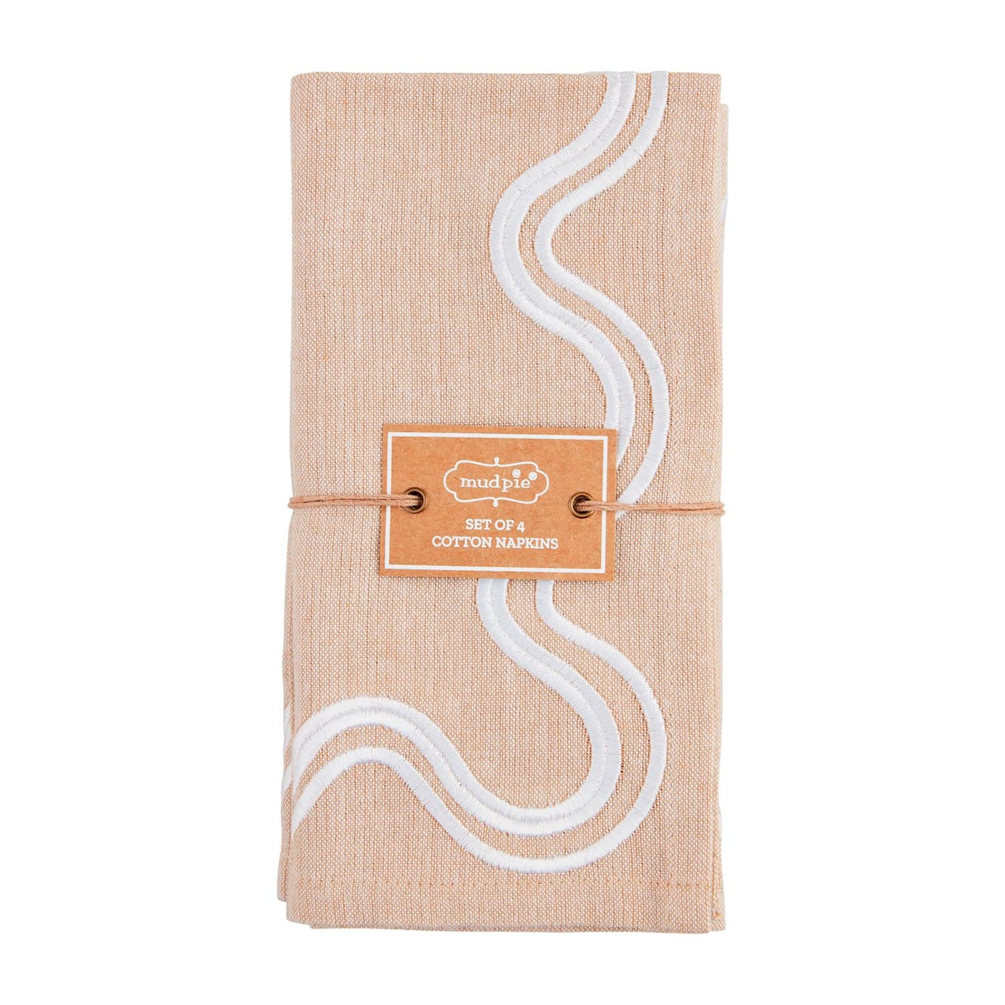 The Porch Mud Pie Tan & White Squiggle Napkin Set