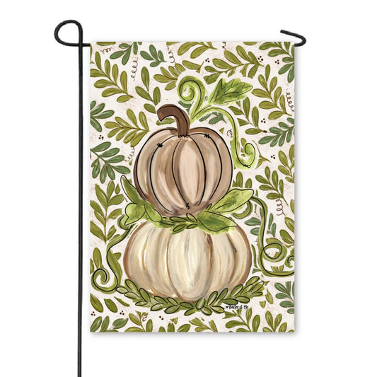 The Porch Baxter and Me Olive Leaf Pumpkin Garden Flag