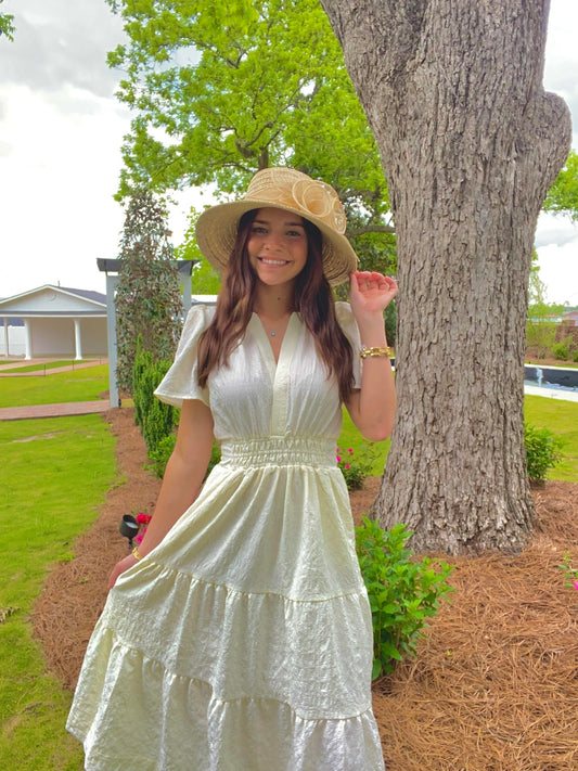 Adventure Awaits Cream Textured Dress