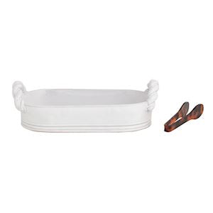 The Porch Mud Pie Twisted Handle Bread Bowl with Tongs
