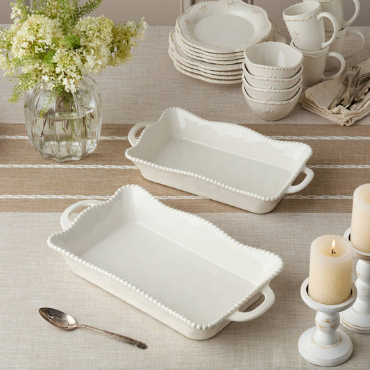 The Porch Perlette Cream Large Rectagular Baker 16in x 10.25in