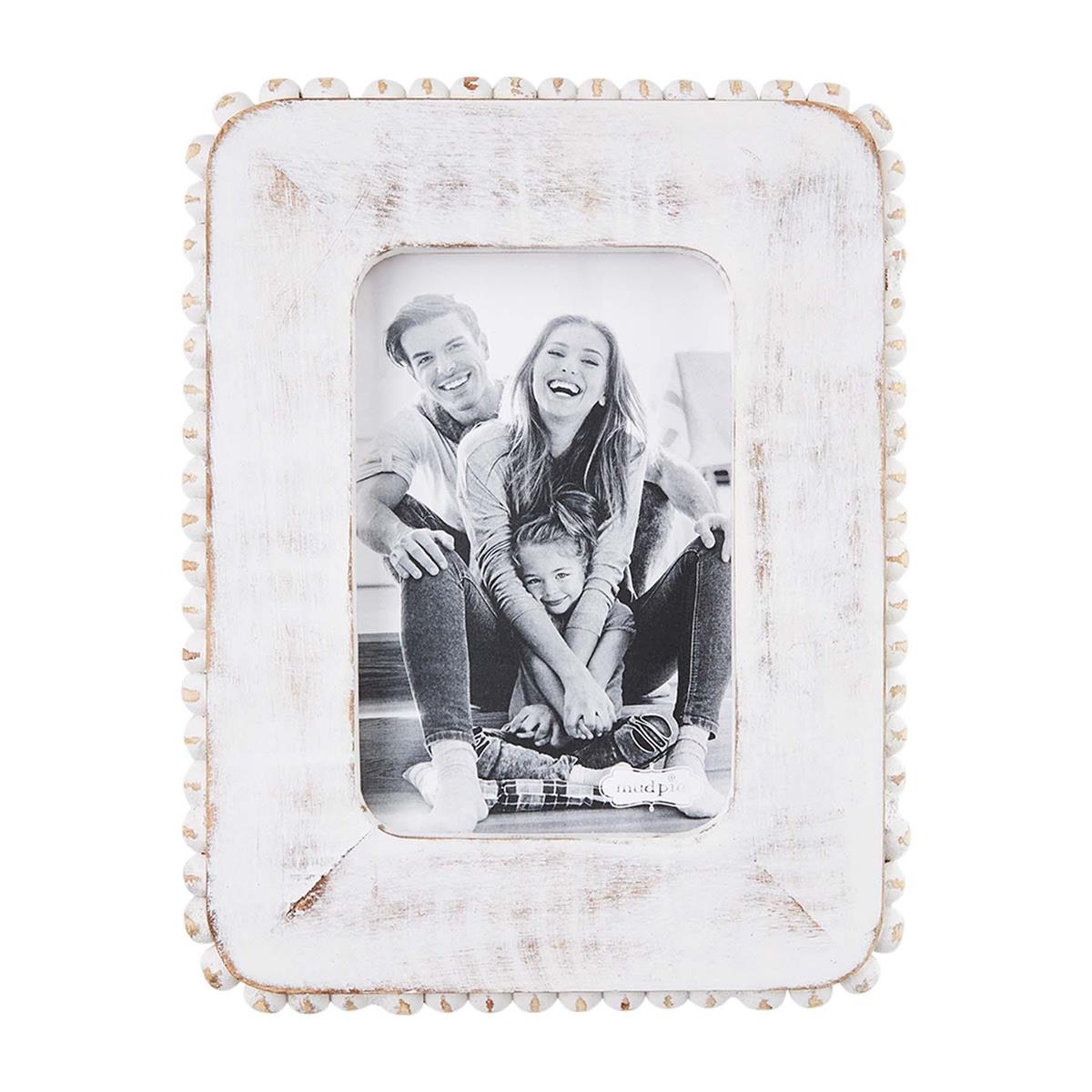 The Porch Mud Pie Small White Beaded Frame