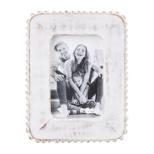 The Porch Mud Pie Small White Beaded Frame