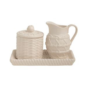 The Porch Mud Pie Woven Stoneware Sugar and Creamer Set