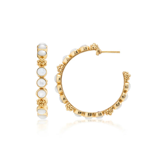 Capucine De Wulf Berry Gem Medium Hoop Earrings - MOP