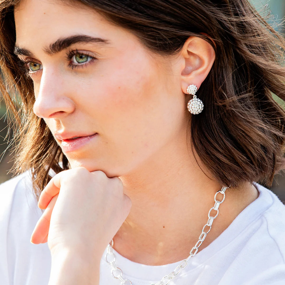 Capucine De Wulf Double Drop Earrings - Silver