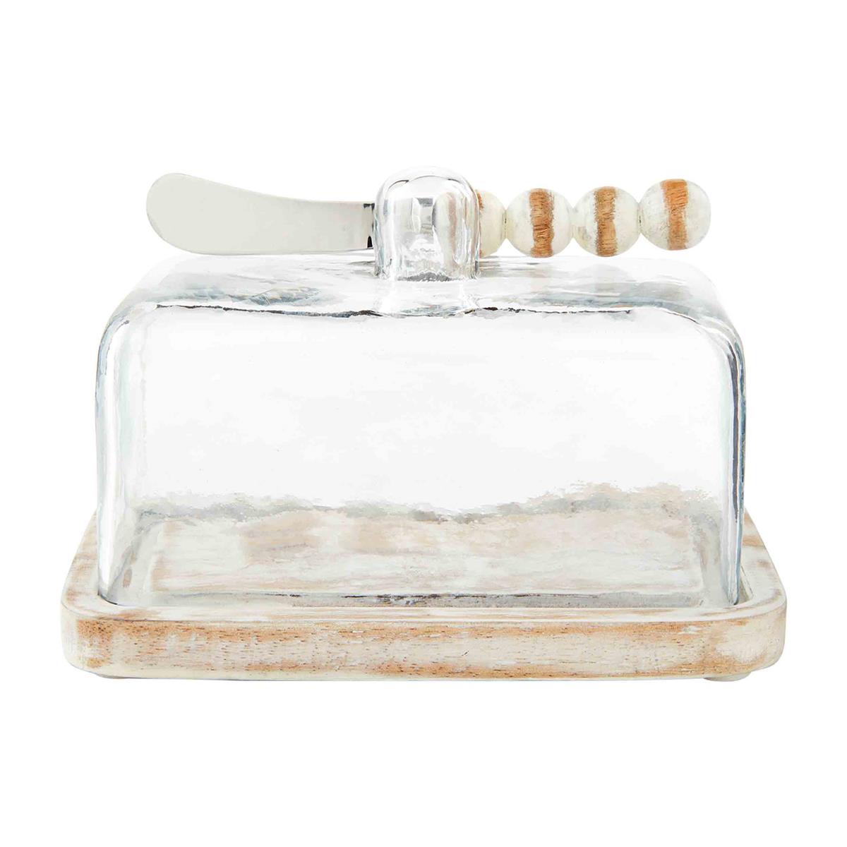 The Porch Mud Pie White Beaded Butter Dish Set